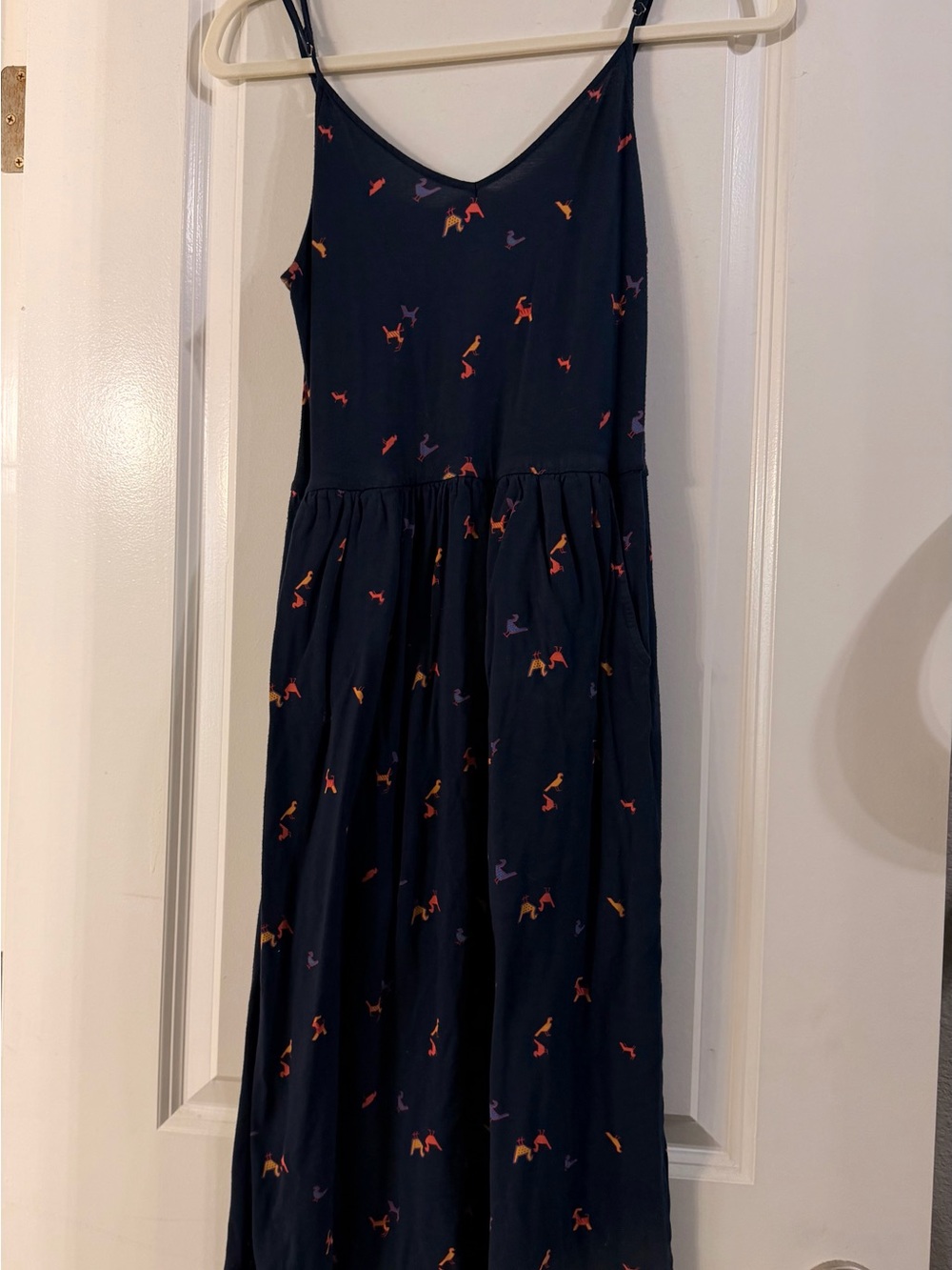 Women’s Navy Floral Print Spaghetti Strap Dress